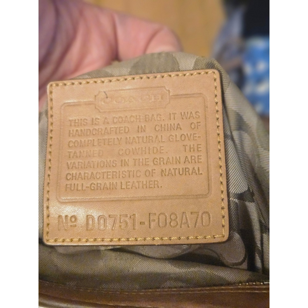 Coach Hamptons Tan Leather Satchel Bag F08A70 Silver Hardware Vintage Y2K - Picture 10 of 10